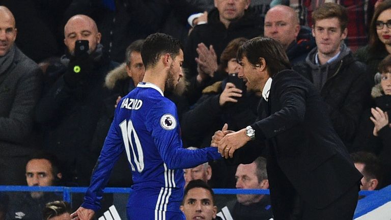 Antonio Conte has been happy with Eden Hazard's form this season