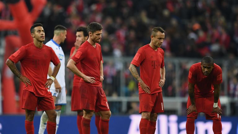 Bayern Munich players react after dropping points against Hoffenheim