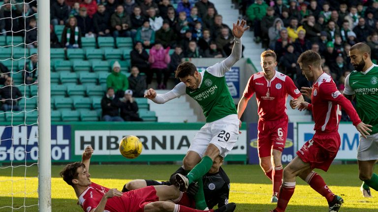 Brian Graham nets the opener at Easter Road