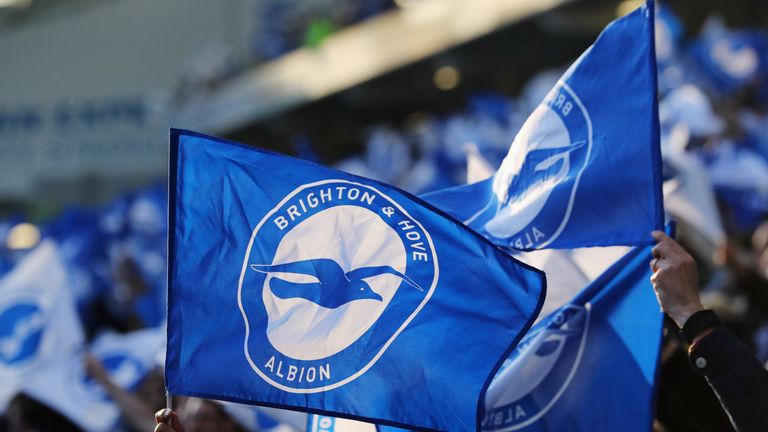 Brighton fans welcome their team prior to the Sky Bet Championship Play Off semi final second leg match v Sheffield Wednesday