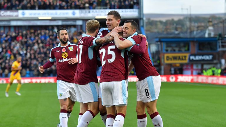 Burnley's Johann Berg Gudmundsson celebrates scoring his side's second goal of the game during the Premier League match v Crystal Palace at Turf Moor