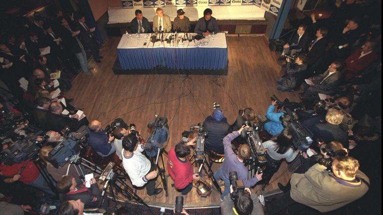 11 Nov 1996:  Chelsea new signing Gianfranco Zola during the press conference at his new club at Stamford Bridge in London