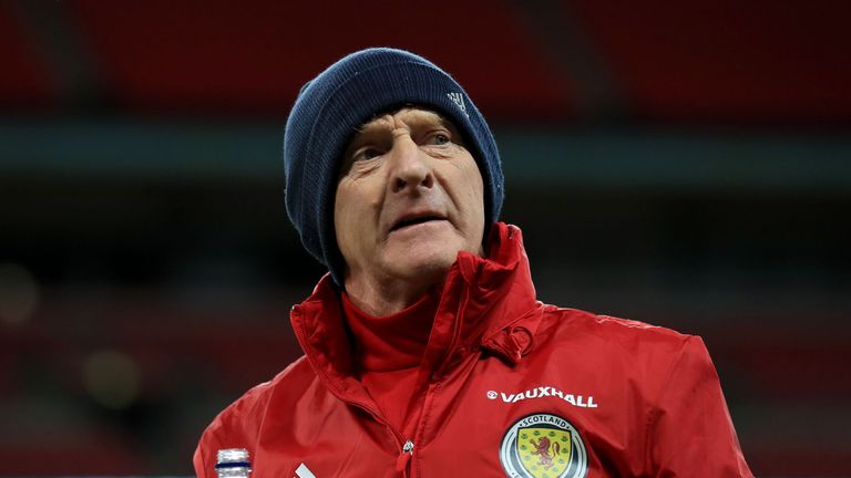 Scotland manager Gordon Strachan during training at Wembley 
