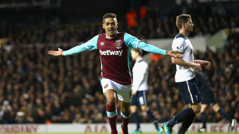 Manuel Lanzini goal celeb, Tottenham v West Ham, Premier League