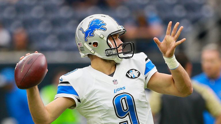 HOUSTON, TX - OCTOBER 30:  Matthew Stafford #9 of the Detroit Lions warms up before playing the Houston Texans at NRG Stadium on October 30, 2016 in Housto