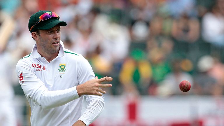 South African Captain AB de Villiers throws the ball during day three of the third Test match against England