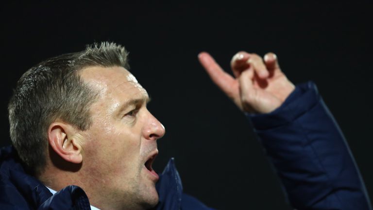 PARIS, FRANCE - NOVEMBER 14:  Aidy Boothroyd manager of England U21 gives instructions during the U21 international friendly match between France and Engla