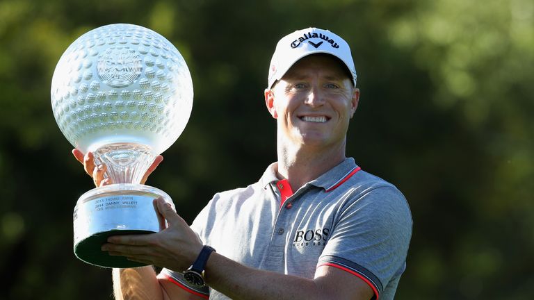 Alex Noren poses with the trophy after his victory after the final round of the Nedbank Golf Challenge