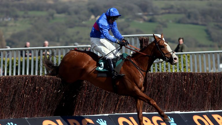 Alvarado ridden by Paul Moloney during the Goldsmiths Handicap Chase on day two of the April Meeting at Cheltenham