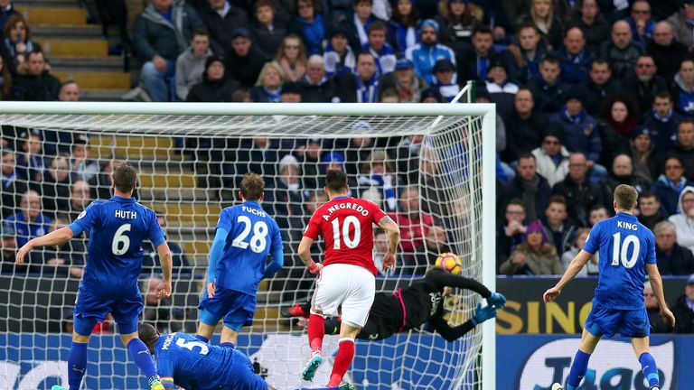 LEICESTER, ENGLAND - NOVEMBER 26:  Alvaro Negredo of Middlesbrough scores the opening goal during the Premier League match between Leicester City and Middl