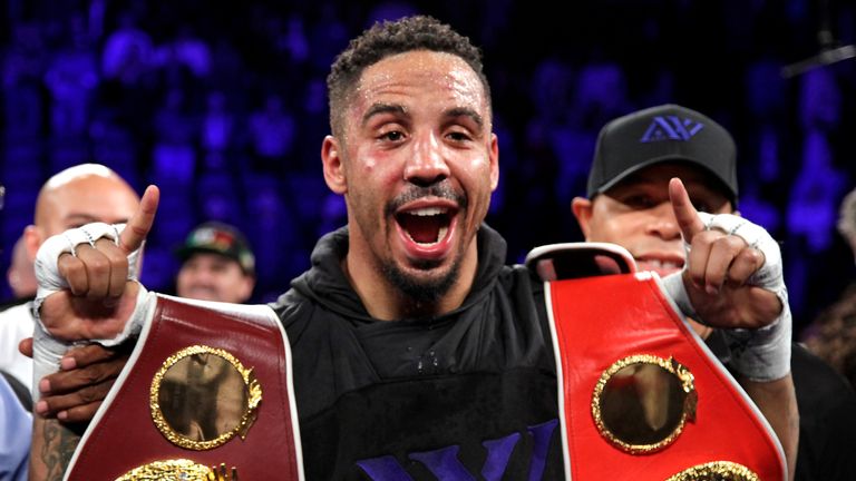 Andre Ward of the celebrates his unanimous decision victory over Sergey Kovalev