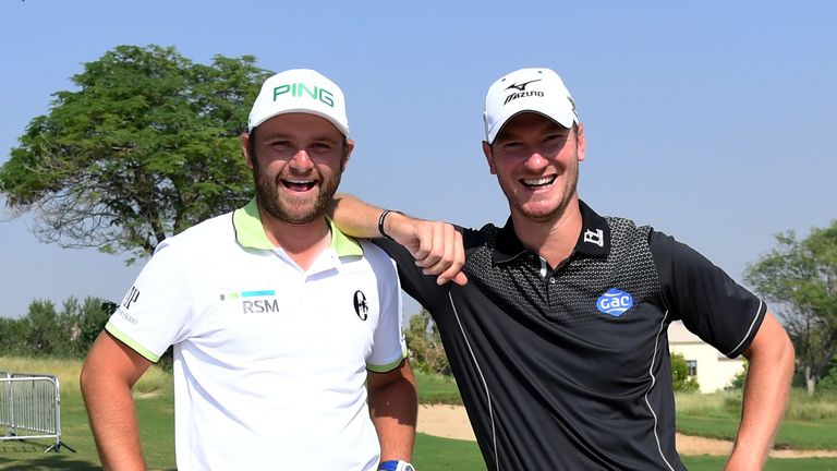 The England World Cup of Golf team of Andy Sullivan (L) and Chris Wood 