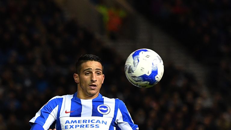 BRIGHTON, ENGLAND - OCTOBER 18:  Anthony Knockaert of Brighton in action during the Sky Bet Championship match between Brighton & Hove Albion and Wolverham