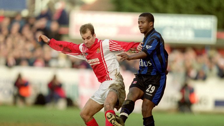 Ashley Vickers in action against Kevin Lisbie