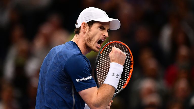 Andy Murray of Great Britain reacts during the Mens Singles Final against John Isner of the United States