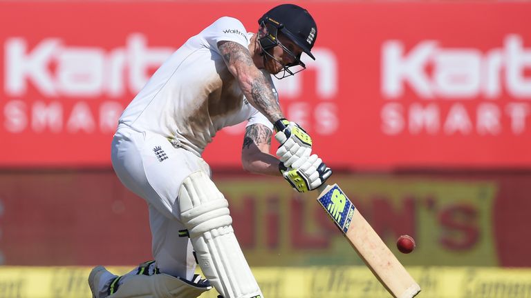 Ben Stokes top-scored for England with 128 in Rajkot. Credit: AFP