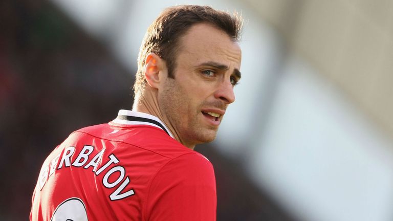 Dimitar Berbatov playing for Manchester United. 