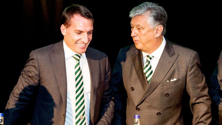 Celtic boss Brendan Rodgers and Peter Lawwell at the club's AGM