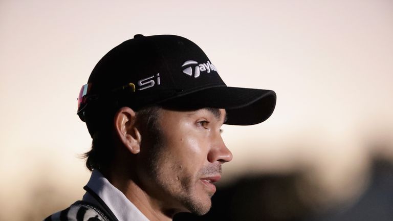 ST SIMONS ISLAND, GA - NOVEMBER 20:  Camilo Villegas of Colombia talks after play was suspended after the second round of the playoff until tomorrow moring