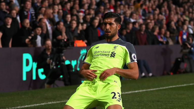 Emre Can celebrates after netting for Liverpool