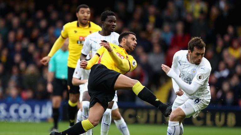 Etienne Capoue fires Watford ahead against Leicester