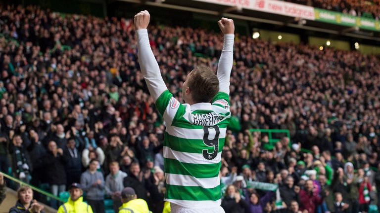 Celtic's Leigh Griffiths celebrates after scoring against Inverness