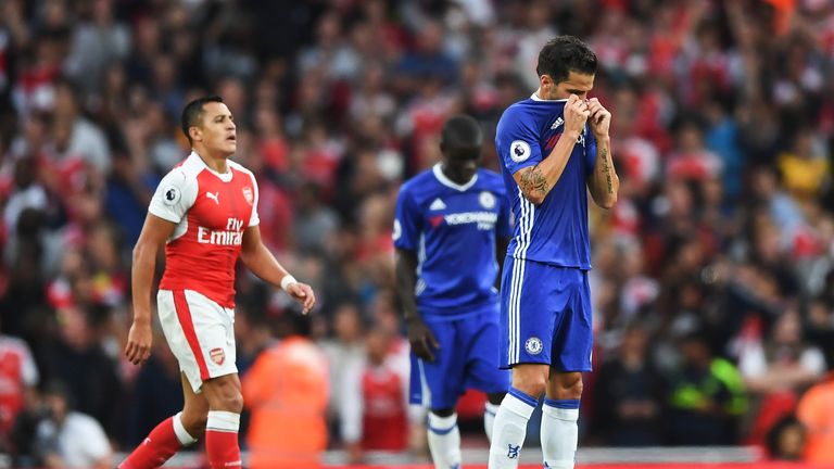 Cesc Fabregas appears dejected following Arsenal's goal in the game at the Emirates Stadium