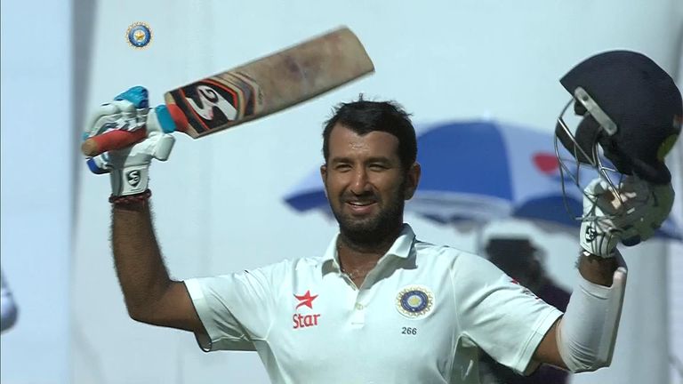 Cheteshaw Pujara goes to his ninth Test century on day three against England