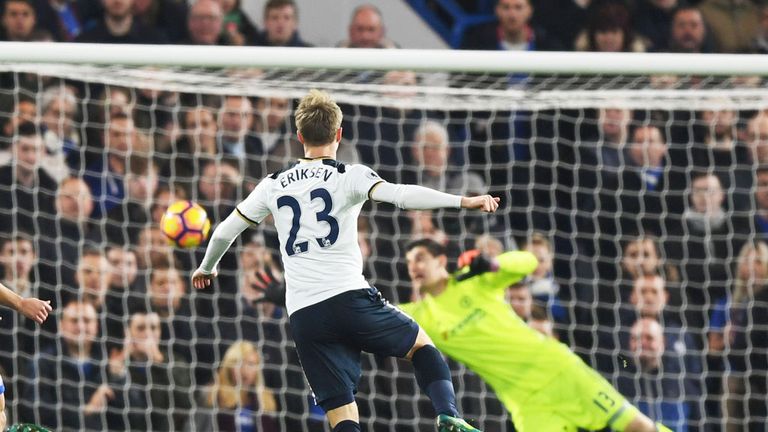 Christian Eriksen gives Tottenham the lead at Chelsea