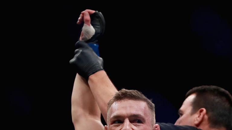 NEW YORK, NY - NOVEMBER 12:  Conor McGregor of Ireland celebrates his KO victory over Eddie Alvarez of the United States in their lightweight championship 