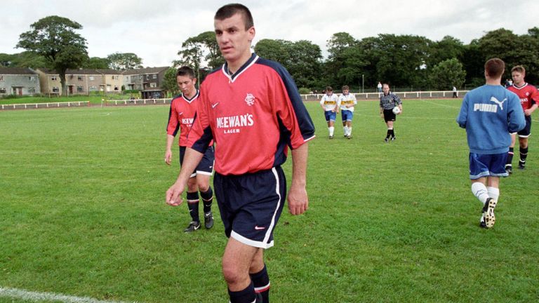 Daniel Prodan leaves the pitch after a bounce-match with Rangers