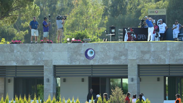 ANTALYA, TURKEY - NOVEMBER 03:  Danny Willett of England hits his tee shot on the 16th hole during day one of the Turkish Airlines Open at the Regnum Carya