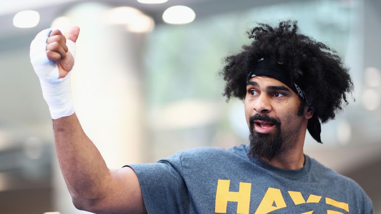 David Haye gives the thumbs up at his media work out ahead of his fight against Arnold Gjergjaj