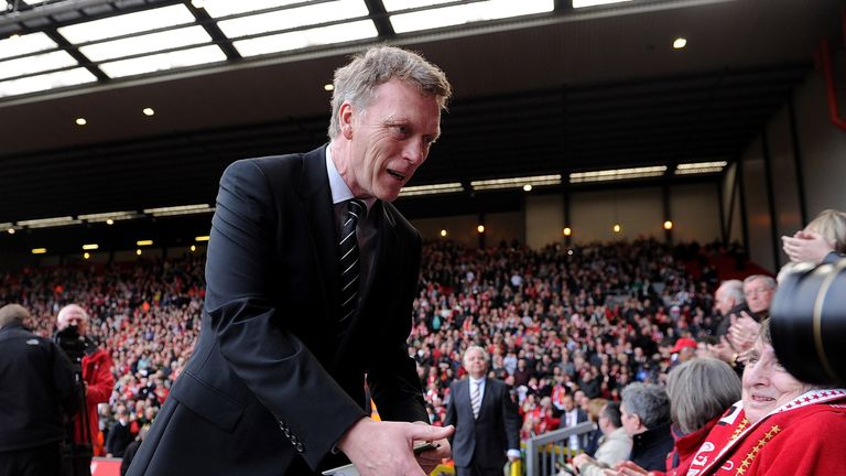 LIVERPOOL, ENGLAND - APRIL 15:  (THE SUN OUT, THE SUN ON SUNDAY OUT) (NO SALES)  In this handout image provided by Liverpool FC, Manger David Moyes of Ever