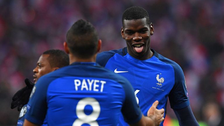 France's midfielder Paul Pogba celebrate