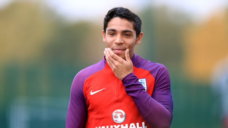 Tottenham youth player Dylan Duncan trains with the England team