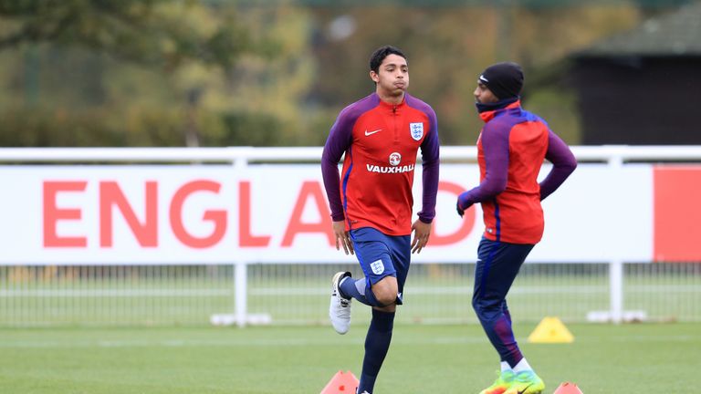 Tottenham youth player Dylan Duncan trains with the England team