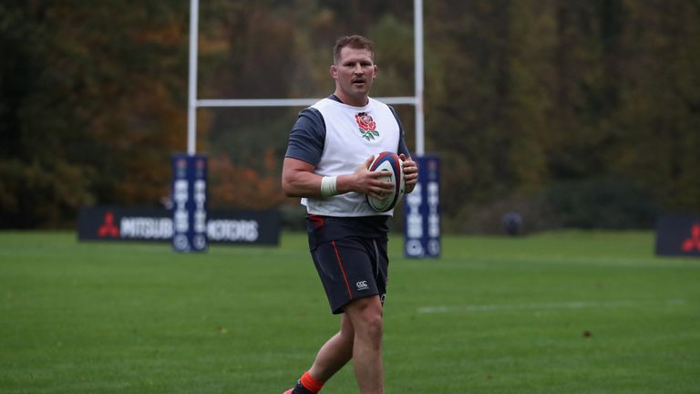 Dylan Hartley at England training session at Pennyhill Park