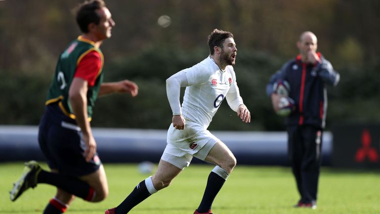 England's Elliot Daly during a training session at Pennyhill Park, Bagshot.