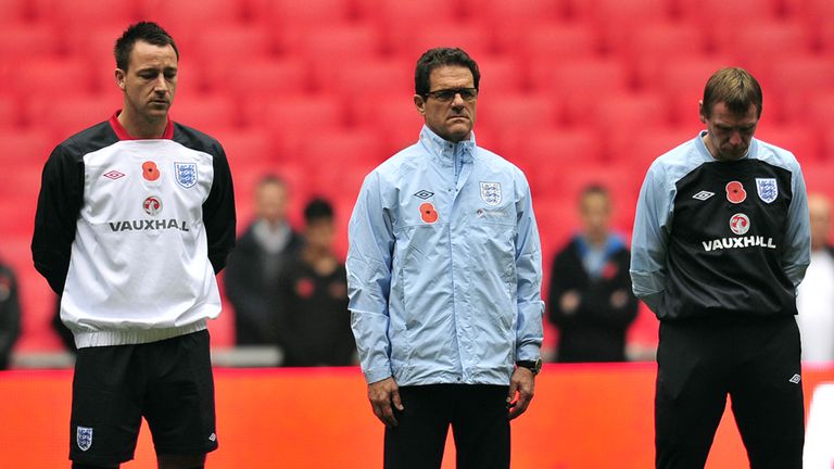 John Terry, Fabio Capello and Stuart Pearce wore poppies for England's 2011 match with Spain 