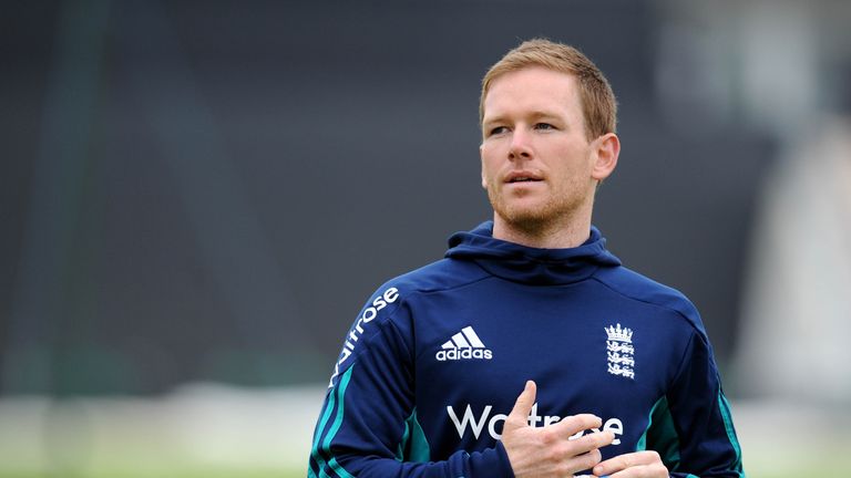 Eoin Morgan during a nets session at the Ageas Bowl