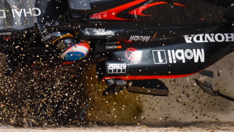 Fernando Alonso goes airborne during the Australian GP - Picture by Sutton Images