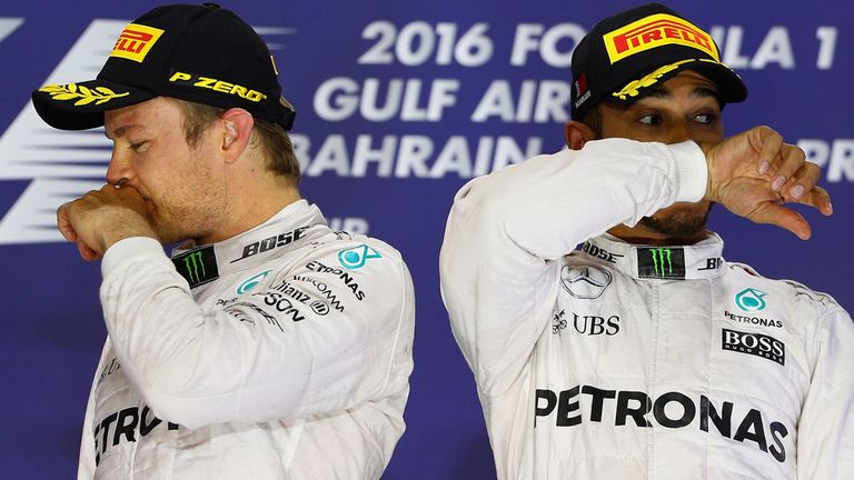 The two title combatants on the podium in Bahrain - Picture from Getty Images