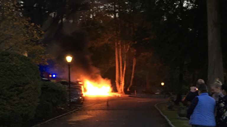 Minutes before the NI team arrived at their team hotel, a vehicle in the car park caught fire due to a technical fault