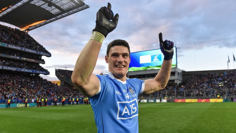 Diarmuid Connolly celebrates after Dublin's All-Ireland final replay win over Mayo