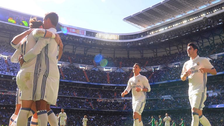 Gareth Bale of Real Madrid celebrates