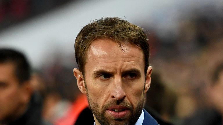 LONDON, ENGLAND - NOVEMBER 11:  Gareth Southgate of England looks on prior to the FIFA 2018 World Cup qualifying match between England and Scotland at Wemb