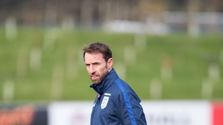 BURTON-UPON-TRENT, ENGLAND - NOVEMBER 08: Gareth Southgate interim manager of England during an England training session at St Georges Park