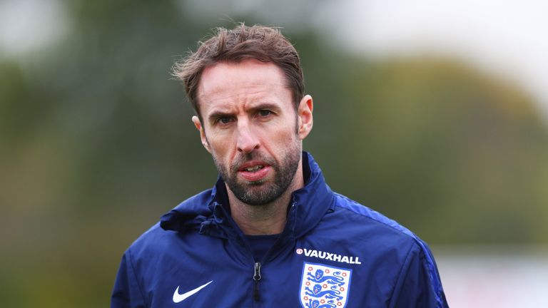 Gareth Southgate takes an England training on the eve of their friendly against Spain