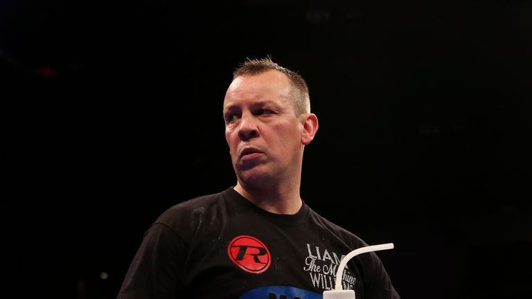 CARDIFF, WALES - NOVEMBER 26:Trainer Gary Lockett of Liam Williams during his fight for the vacant WBO European super welterweight title against Gabor Gorb